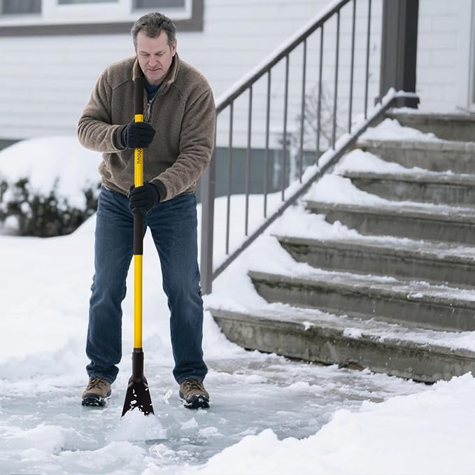 Nohovu Snow Shovel for Driveway Ice Removal, Heavy Duty Ice Scraper with Fiberglass Handle, 56 Inches - Image 6