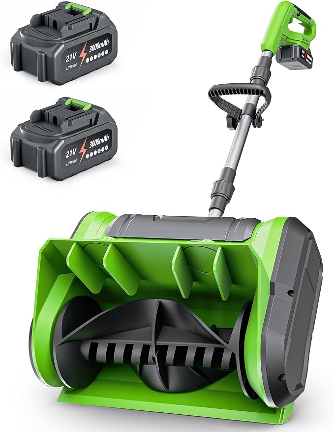 DEGGE Electric Cordless Snow Shovel, 2X 3.0Ah/ 21V/ 12-Inch Battery Snow Blower with Directional Plate & Adjustable Front Handle, Snow Removal for Driveway Sidewalk, Steps, Patio (Charger Included) by DEGGE