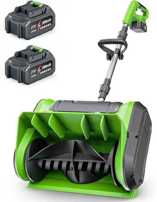 DEGGE Electric Cordless Snow Shovel, 2X 3.0Ah/ 21V/ 12-Inch Battery Snow Blower with Directional Plate & Adjustable Front Handle, Snow Removal for Driveway Sidewalk, Steps, Patio (Charger Included) by DEGGE