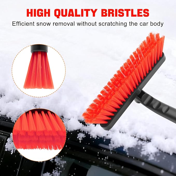 nacena Snow Brush and Ice Scrapers for Car Windshield, Detachable Snow Remover for Cars EVA Foam Grip and Rotatable Brush Head Snow Scraper for Car Trucks SUV, Winter Cars Accessories (Red) - Image 4