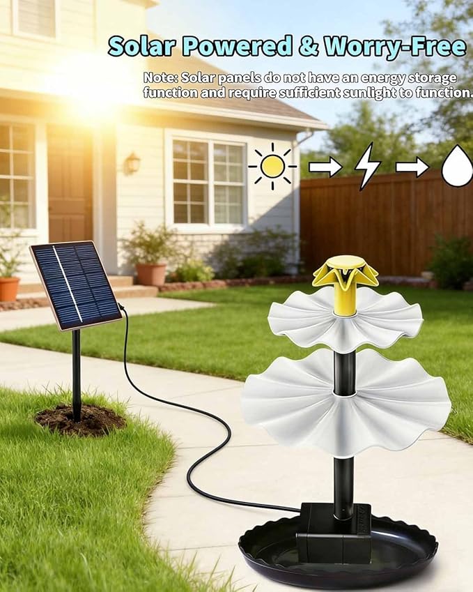 Solar Cascade Hanging Bird Bath Fountain, Solar Birdbath Fountain with Pump, Weatherproof Water Feature to Attract Hummingbirds, Garden Gift Yard Patio Backyard Decoration (Purple)
