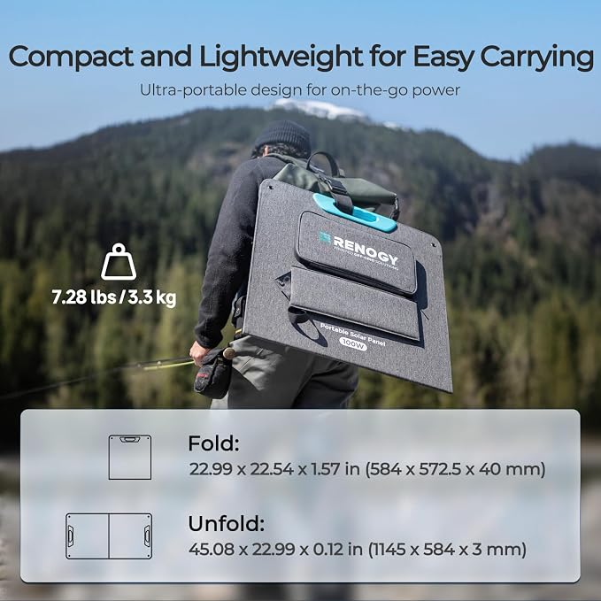 Renogy 100 Watt Solar Panel, N-Type 100W Portable Solar Panels w/Kickstands, Foladable 25% High Efficiency Solar Charger for Power Station, USB-A&Type-C Output, for Camping, RV, SUV, Off-Grid Outdoor - Image 3