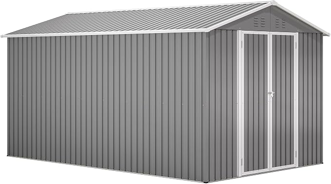 YOPTO 8x12 FT Large Outdoor Storage Shed with Lockable Doors & Floor Base,Weather-Resistant Metal Tool Shed for Garden, Backyard,Patio,Lawn,Gray - Image 16
