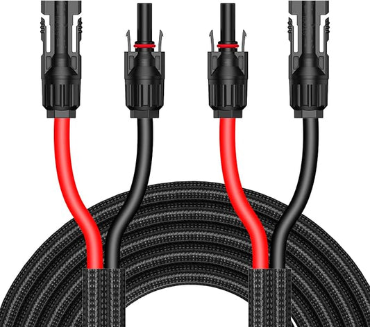33Ft 10AWG Solar Cable Extension with Protection Cover, Solar Wire with Tool-Free Solar Connectors, IP68 Waterproof PV Cable, Solar Panel Extension Cable 10Gauge for Home Boat RV Solar Panels(33ft) by JXMXRPV