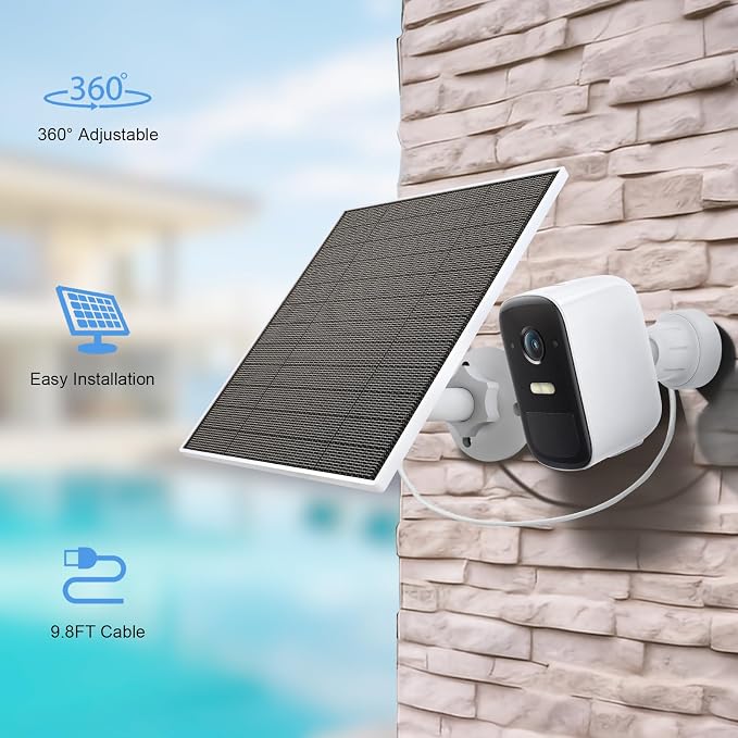 Solar Panel for Eufy Outdoor Camera, 5W Solar Panel Charger Compatible with Eufycam, Continuous Power Supply, 9.8ft Charging Cable, IP65 Waterproof, Adjustable Wall Mount, 1 Pack - Image 5