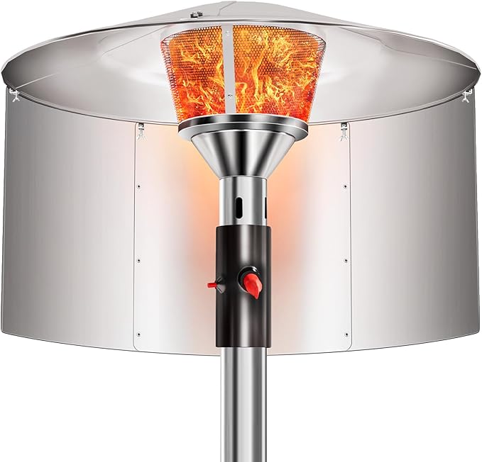 Patio Heater Reflector Shield, Heating Reflector, Heat Focusing Reflector for Round Natural Gas and Propane Patio Heaters Outdoor, 15" Height