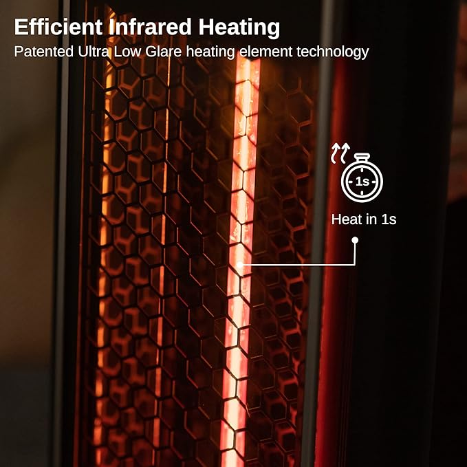 EAST OAK 1200W Patio Heater, Under Table Electric Heater with Double-Sided Design Silent Heating, IP65 Waterproof Portable Outdoor Heater with Handle and Protection from Tip-Over & Overheating