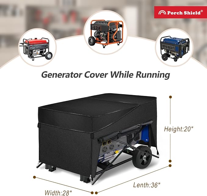 Porch Shield Generator Covers Running - Heavy Duty Waterproof Generator Rain Enclosure Tent Tarpaulin Shelter for 3500 -12000 Watt, Black（Top Opening） - Image 3