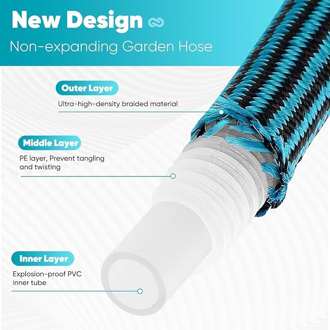 Garden Hose 25ft, Non-Expanding Water Hose Ultra Lightweight, Kink-Free, Sturdy, Flexible, Abrasion Resistant Hose for Yard, Lawn, Outdoor, Marine and Camper - Image 3