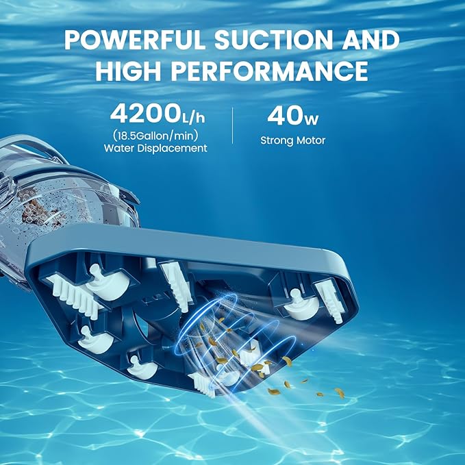 Enhulk Rechargeable Handheld Cordless Pool Vacuum for Above Ground Pool and Inground Pool, 60-Minute Runtime,Powerful Suction up to 18.5 gallons/min, Efficient Leaf and Debris Removal, PC10 Pro - Image 7