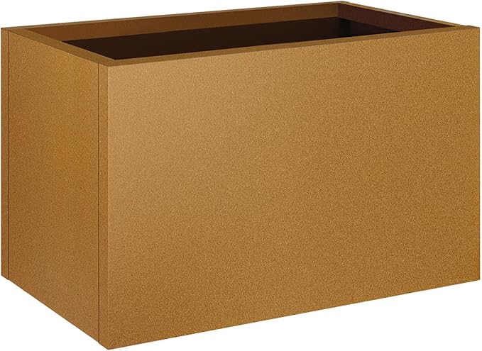 32"x16"x16" Corten Steel Planter Box, Rustic Metal Planter with Drainage Holes, Rust & Weather Resistant for Patio Garden Indoor Outdoor Commercial Use