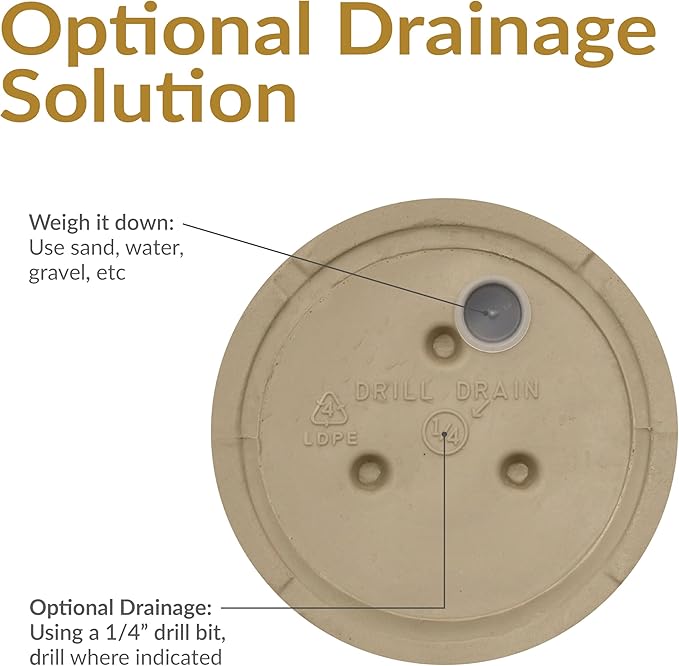 Sunnydaze 16-Inch Darcy Round Plant Pot - Polyresin Large Outdoor Urn Planter with Drillable Drainage Hole - 4 Pack - Beige