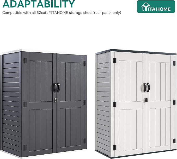 YITAHOME 2-Piece Metal Storage Shed Shelves for 59 cuft Vertical Outdoor Storage Shed，2-Piece Outdoor Storage Rack 51 inx13.8 in with 8 Screws, Easy Assembly, 22 lbs, Black - Image 6