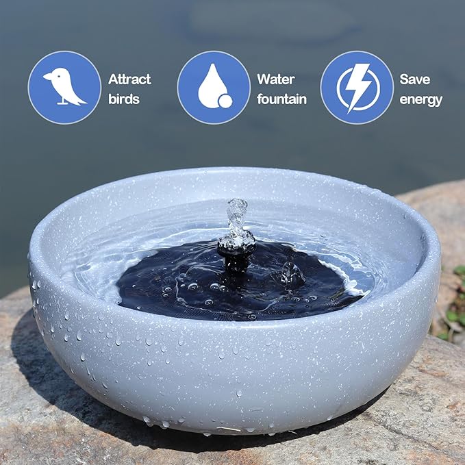 Solar Bird Bath,11.2" Solar Fountain birdbaths for Outdoors,Bird Baths Bubbler,for Garden Patio Terrace Decoration