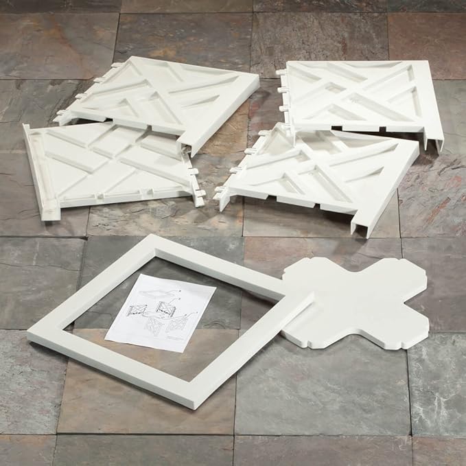 Miles Kimball Chippendale Planter Box, White – Plant Holder for Garden, Patio and Lawn – 14 ¾” sq. x 13 ¼ H Overall