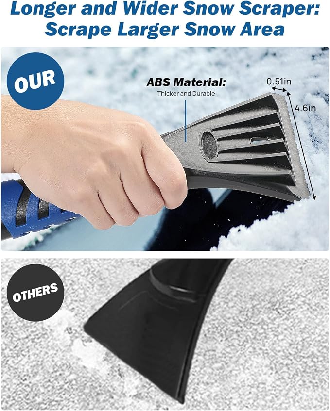 JOYTUTUS 41.5″ Extendable Snow Brush and Ice Scraper, 270°Pivoting Snow Scraper Brush for Car Windshield, Telescoping Ice Scraper, Foam Grip, Heavy Duty Snow Remover for Cars, Trucks, SUV (Blue) - Image 2