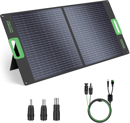 100W Portable Solar Panel for Power Station Generator, 20V Foldable Solar Cell Solar Charger with High-Efficiency Battery Charger for Outdoor Camping Van RV Trip by GRECELLPOWERSTATION