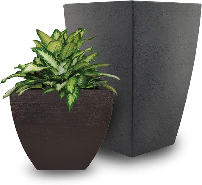Tusco Products MSQT19ES Modern Square Garden Planter, 19-Inch, Espresso