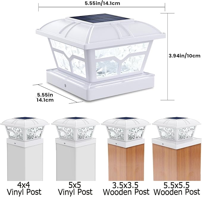 SIEDiNLAR Solar Post Cap Lights Outdoor 2 Color Modes LED for 4x4 5x5 6x6 Wooden Vinyl Posts Fence Patio Deck Decoration RGB Color Changing & Warm White Lighting White (6 Pack) - Image 4