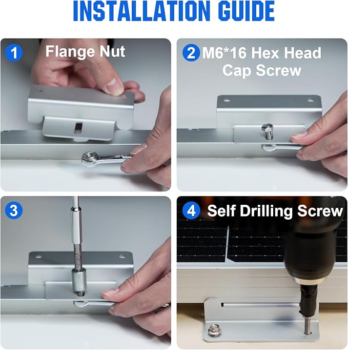ECO-WORTHY 4 Units Solar Panel Mounting Brackets,Z Bracket Sets Lightweight Aluminum Corrosion-Free for RV, Trailer, Boat, Yachs, Wall and Other Off Gird Roof - Image 2