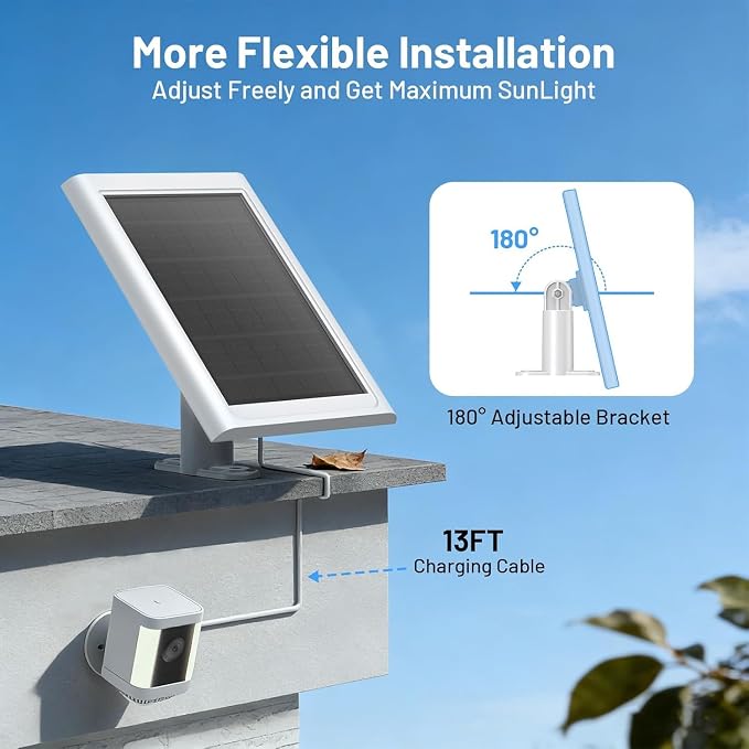Solar Panel for Ring Camera, 3 Pack Solar Charger Compatible with Ring Stick Up and Spotlight Plus/Pro Outdoor Cam Battery, IP68 Waterproof 13ft Cable with Ring Barrel Plug to USB-C Adapter - Image 5