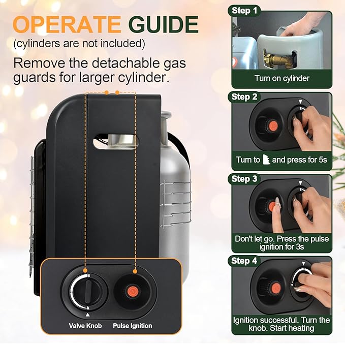 OKF Propane Heater, 6000 to 18000 BTU 3 Modes Indoor Propane Heater with ODS & Tip-over Protection, Outdoor Heaters with Gas Regulator & Hose Heat up to 450 Sq.Ft, for Garage, Camping, Patio, Shop