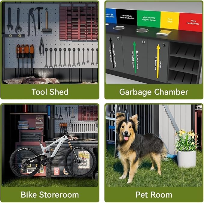 COMHOMA Shed Outdoor Storage Shed Metal,Lockable Doors Tool Sheds with Sloping Roof,Steel Garden Shed with Air Vent for Backyard,Patio,Lawn,Poolside(Grey,8'*4') - Image 8