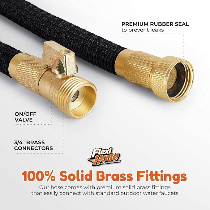 Flexi Hose Expandable Garden Hose with 8 Function Nozzle, 150FT - Lightweight Retractable Garden Hose, Water Hose - No-Kink Flexibility, 3/4 Inch Solid Brass Fittings and Double Latex Core - Image 6