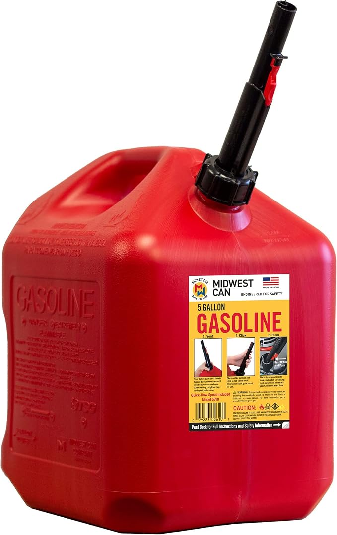 Midwest Can Company 5610 5 Gallon Gas Can Fuel Container Jugs w/Spout (2 Pack) - Image 4