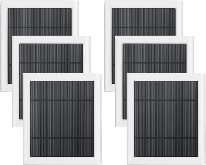 6 Pack IP65 Solar Panel for Rings Camera, 4W Solar Charger Compatible with Rings Spotlight &All-New Stick Up Outdoor Cam Battery, 10ft Long Cable with USB-C to Barrel Plug Adapter by Paodekua