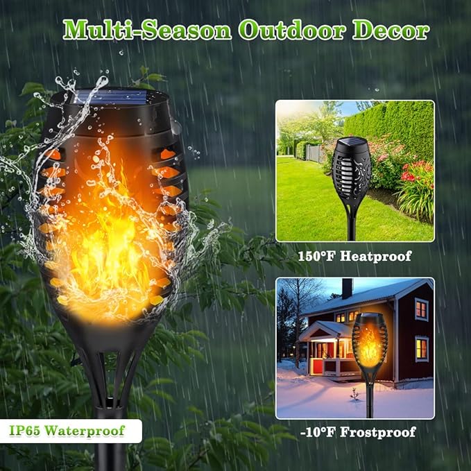 Outdoor Solar Lights, 12Pack Solar Torch Light with Flickering Flame, Solar Garden Lights Waterproof for Outdoor Decorations, Flame Torches for Outside, Outdoor Lighting for Pathway Yard Decor