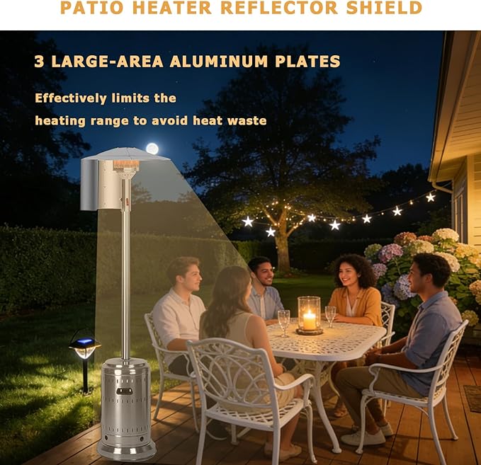 Patio Heater Reflector Shield Heat Focusing Reflector Outdoor Heaters for Patio Propane Heater Propane Heaters Indoor Heat Lamp Heat Shield