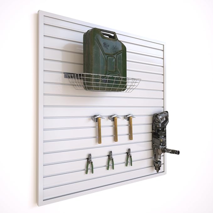 NeatiEase Slatwall Panel Wall Storage Systems, 4 x 4ft Slat Wall Paneling Garage Wall Organizer, Heavy Duty Wall Mounted PVC Wall Rack (White) - Image 2
