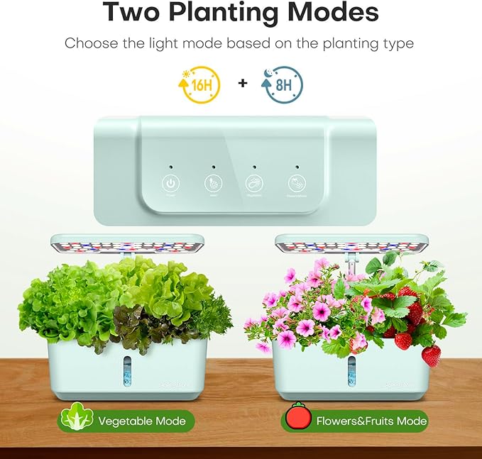 Ahopegarden Indoor Garden Hydroponics Growing System: 10 Pods Plant Germination Kit Herb Vegetable Growth Lamp Countertop with LED Grow Light - Hydrophonic Planter Grower Harvest Lettuce - Image 6