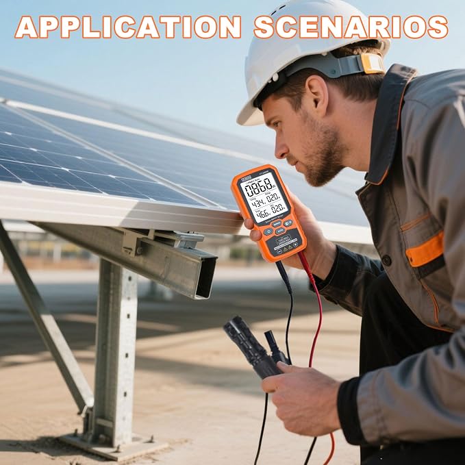 ZIBOO FT-2000W Solar Panel Tester MPPT Meter - 2000W Max Power, 150V/35A PV Module Tester for Voc/Isc, Open Circuit Voltage & Short Circuit Current, with Backlight & Data Hold - Image 7