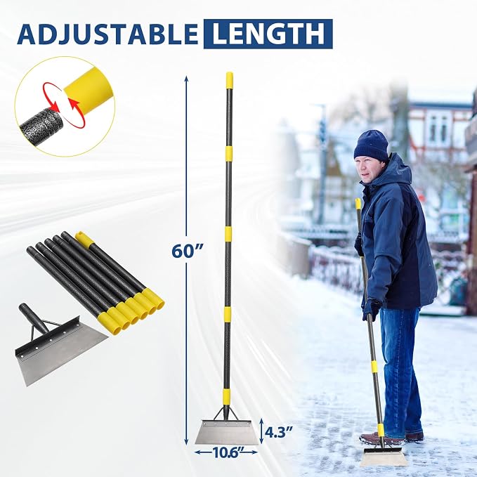 Floor Scraper Long Handle Heavy Duty, 60" Multifunctional Cleaning Shovel, Ice Scraper Stainless Steel Garden Tools Weed Scraper for Cleaning,Weeding,Scraping,Ice Remove,Landscaping,Yard - Image 5