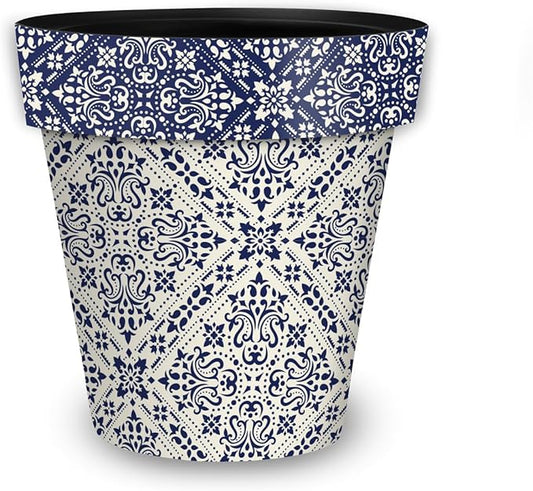 Briarwood Lane Navy and Tan Damask Medium Planter