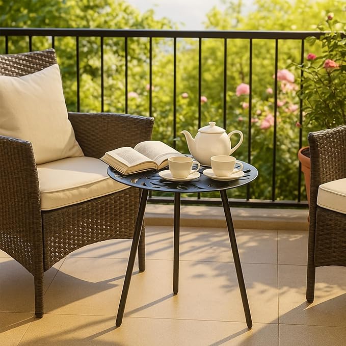 1 Pack Extra-Large Metal Outdoor Side Tables 18 Inches Outside End Table for Patio Round Accent Garden Corner Table for Small Spaces, Balcony, Porch Plant Stand Indoor - Image 5