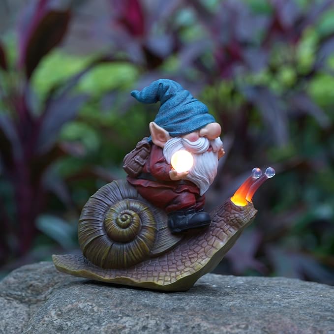 Gnome Garden Decor Statue Solar Gnomes Decorationsfor Yard with Lantern Light Outdoor Decorations forBirthday Patio Mom Gift