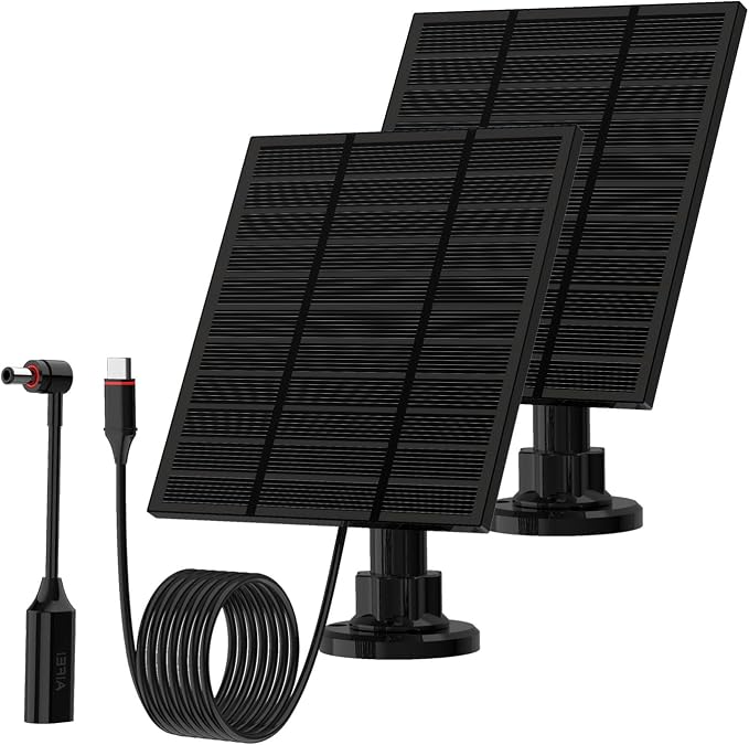 Solar Panels for Ring Camera Outdoor (New Generation) 5W 5V Solar Panel Charger with USB-C&Plug for Spotlight Cam Plus&Stick Up Cam Pro.Waterproof IP65 360°Adjustable 2M Cable (Black, 2) by Unknown