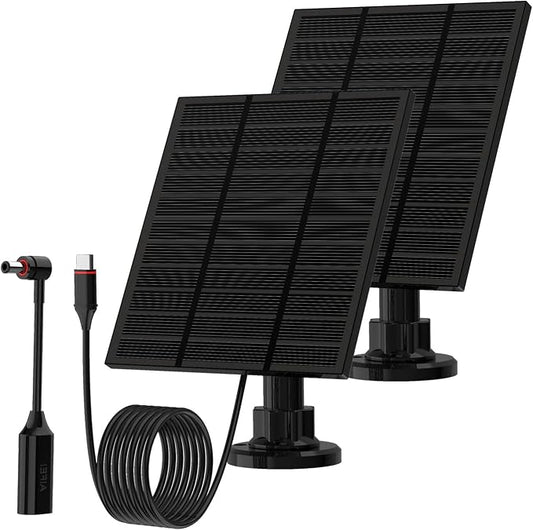 Solar Panels for Ring Camera Outdoor (New Generation) 5W 5V Solar Panel Charger with USB-C&Plug for Spotlight Cam Plus&Stick Up Cam Pro.Waterproof IP65 360°Adjustable 2M Cable (Black, 2) by Unknown