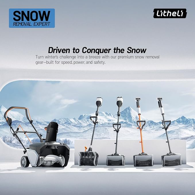Litheli 20V Cordless Snow Shovel, 12'' Electric Snow Blower with 4 Ah Batteries Included, Lightweight Battery-Powered Snow Thrower for Driveway & Sidewalk - Image 8