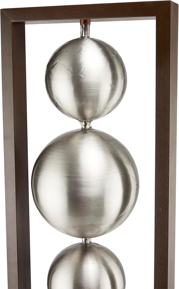 Alpine Corporation CPS194 Outdoor Modern Column Water Floor Fountain with Stainless Steel Orbs, 55" H, Brown