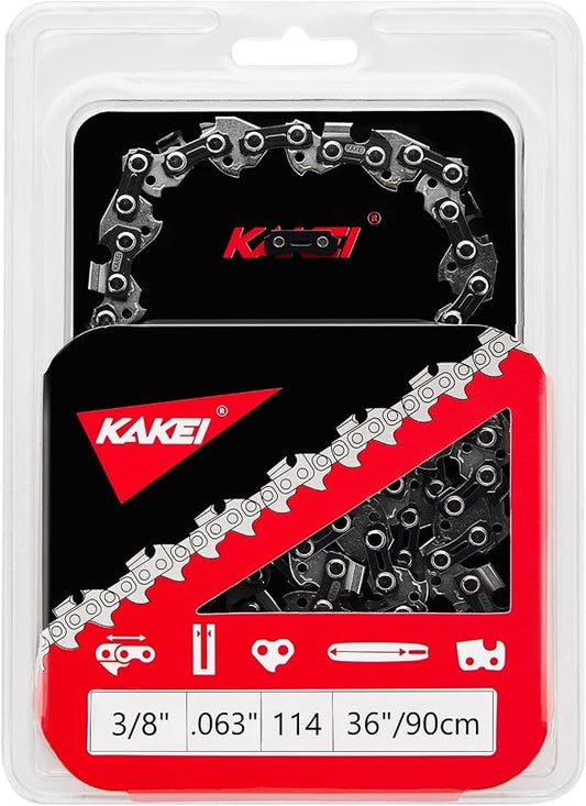 KAKEI 36 Inch Chainsaw Ripping Chain 3/8" Pitch .063" Gauge 114 Drive Links Fits Husqvarna, Stihl Models (1 chain) - Semi Chisel by KAKEI