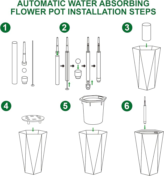 GarveeLife 22.5 in Tall Diamond Planters Set of 2, Self Watering Planters with Water Level Monitor and Wheels, Flower Pots Outdoor and Indoor for Patio, Porch, Living Room, Home Office, White
