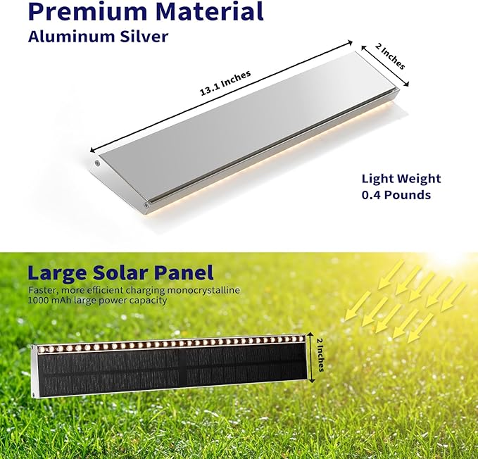 Solar Step Lights for Outside, 33 Focused-Beam High-Brightness LEDs, Waterproof Aluminum Outdoor Stair Light for Risers, Curbsides, Poolsides, Planter Edges (Warm White, 8Pack)