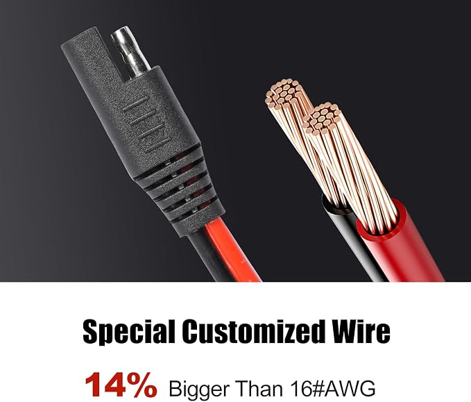 26FT SAE to SAE Extension Cable, 16AWG Power Supply Charging Cable Extensive Cord Long SAE Wire Harness with Polarity Reverse Adapter Converter - Image 3