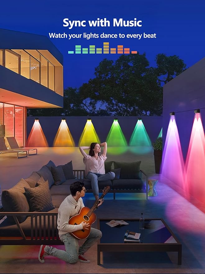 Brizled Smart Outdoor Fence Lights, 12 Lamps Tunable White + RGB Deck Lights APP Controlled Compatible with Alexa & Google Home, Music Sync Fence Outdoor Lighting for Garden Backyard Yard Home Decor