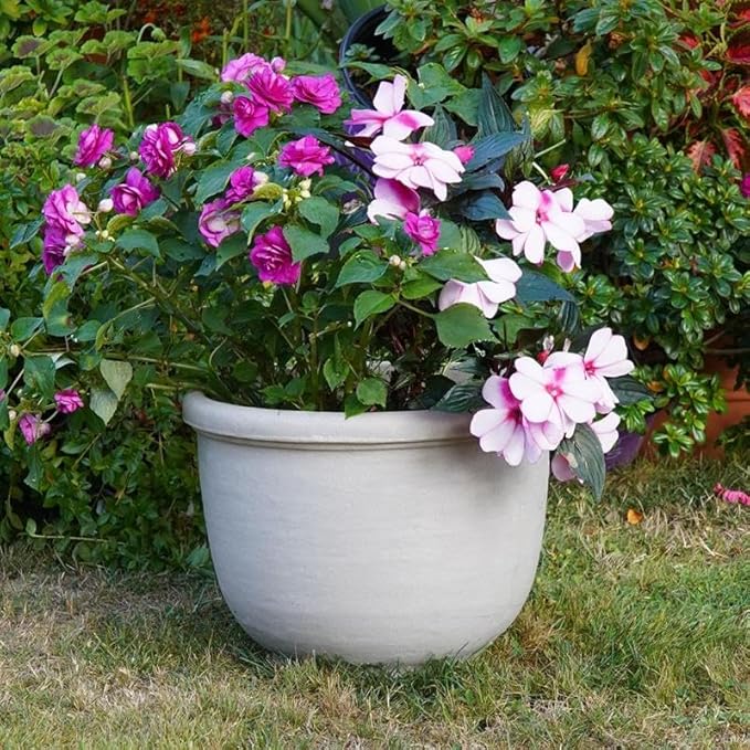 Crescent Garden Agave Planter, Classic Lightweight Resin Planter - UV-Resistant Flower Pots - Indoor & Outdoor Pot for Flowers, Houseplant, Herbs, 14" W x 11" H (Rust)