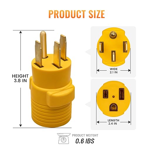 MECMO Nema 14-50P to 6-50R Welder Compact Adapter Cord, 50 Amp 4 Prong RV Generator Male Plug to 3 Prong Welder Outlet for Welder Welding Generator, Heavy Duty 14-50 Male to 6-50 Female Power Adapter - Image 6